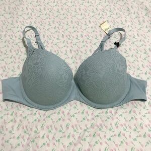 NWT Aerie Real Sunnie Light Blue Demi Push Up Bloom Lace Bra 40B Racerback